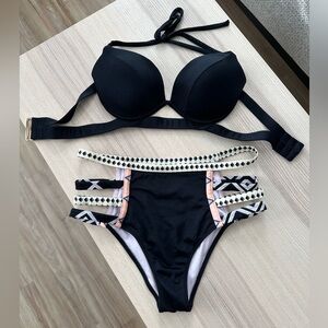 Victoria's Secret Black and colorful Strappy Bikini